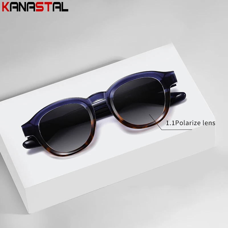 Women Polarized Sunglasses UV400 New Sun Glasses Men Acetate Fibre Round Eyeglasses Frame Camping Beach Anti Glare Shade Eyewear