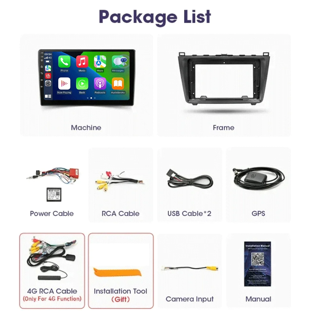Android15 Carplay راديو السيارة التلقائي لمازدا 6 GH 2007 2008 2009 2010 2011 2012 الوسائط المتعددة نظام تحديد المواقع مشغل فيديو ستيريو 2din رئيس وحدة