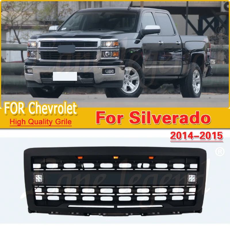 

Auto Parts Grill With Led Lights Front Bumper Grille Modification Accessories Decoration For Chevrolet Silverado 2014-2015