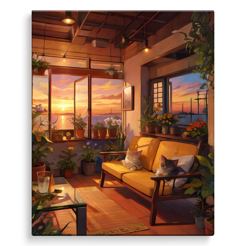 

SDOYUNO Painting By Numbers With Frame Landscape Sunset Glass Room Bedroom Scenery Modern Arts Crafts Paintings Wall Decor