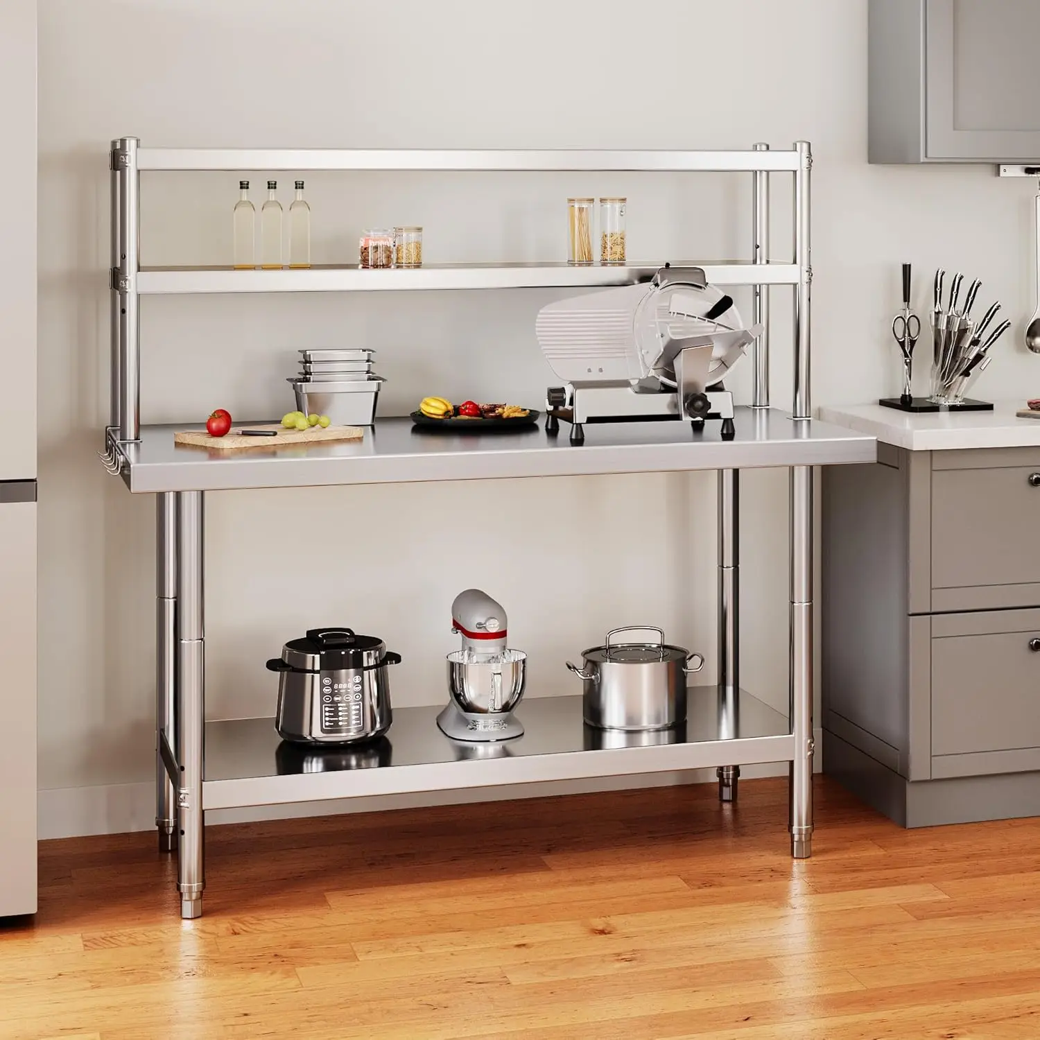 Stainless Steel with Overshelves, 48