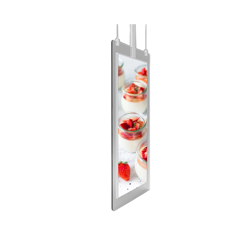 55 Inch Ultra-Thin Double Sided Transparent Digital Poster 4K Roof Hanging Android Windows Display for Elevator Signage