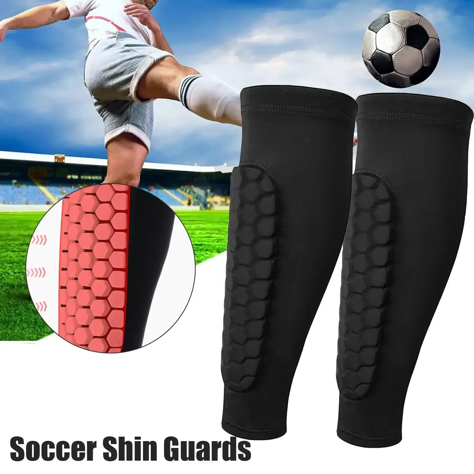 Honeycomb Futebol Caneleiras, Escudos de Futebol, Legging Esportivo, Mangas Pernas, Equipamento de Proteção, Protetor de Haste, 1Pc