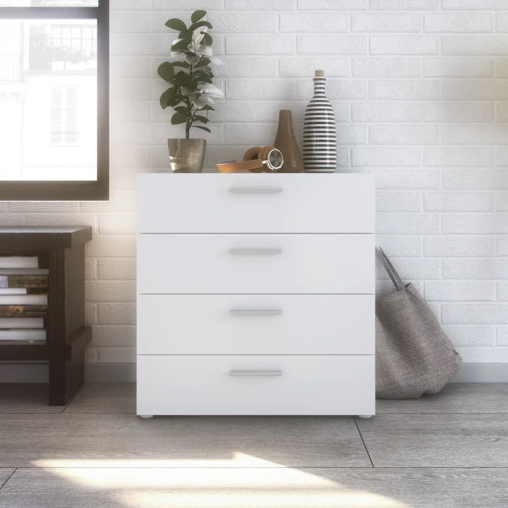 

Loft 4 Drawer Chest, White ,A drawer in the living room，Bedroom bedside drawer