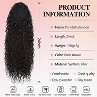 24 Inch Curly Ponytail Extensions Synthetic Deep Wave Drawstring Ponytail For Black Women With Clip In Thick Ponytail Synthetic 2