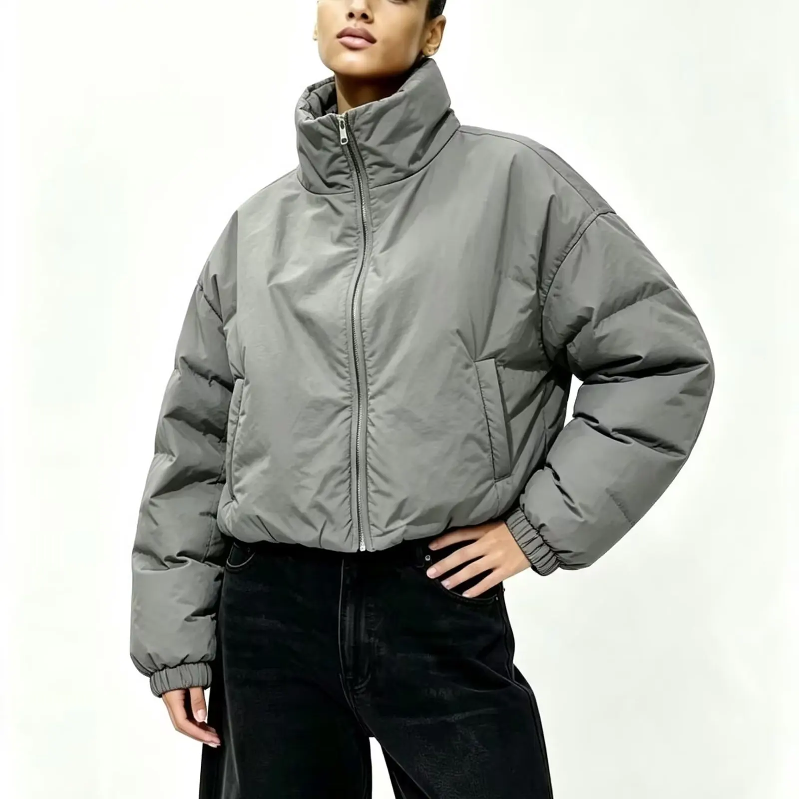 Early Autumn New Arrival Women's Fashion Sportswear Cotton Lined Jacket Versatile Stylish Short Outerwear Polyester Fiber