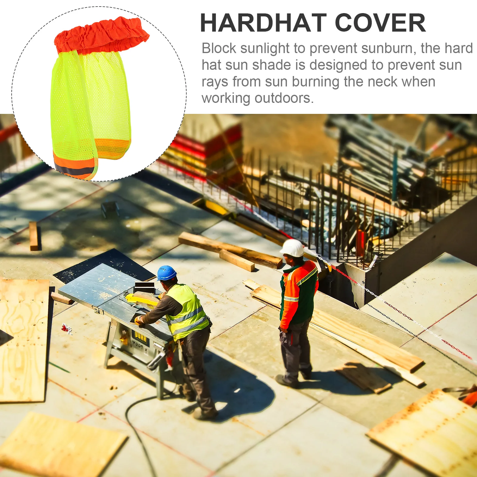 2pcs Reflective Hat Cover Sun Shade Protector Mesh Safety Hardhat Neck Shield Visibility Breathing Outdoor Work Construction