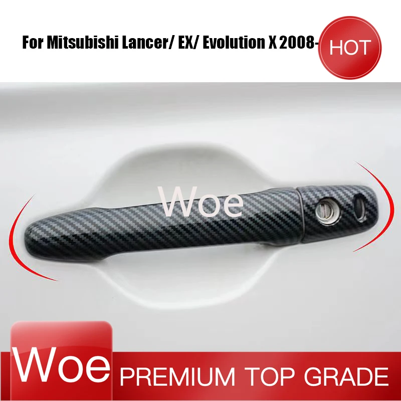 Protection de poignée de porte latérale de voiture style fibre de carbone pour Mitsubishi Lancer/ EX/ Evolution X 2008-2017