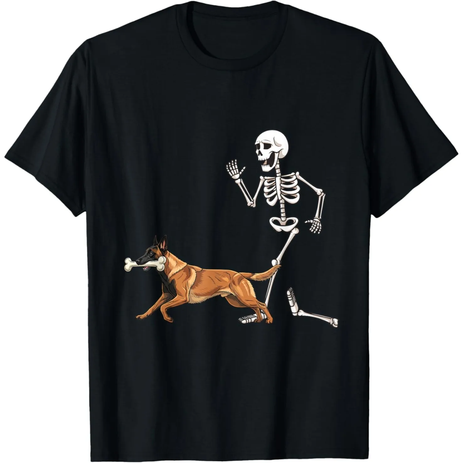 Funny Halloween Belgian Malinois Dog Skeleton T Shirts WomenHumor Streetwear Tee Shirt Short Sleeve Clothing Personality Y2K Top