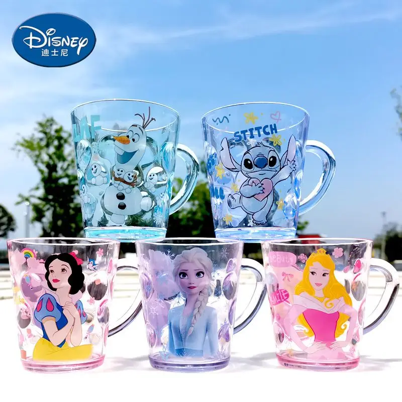 Disney Children's Crystal Cup Cartoon Cute Stitch Frozen Baby Plastic Water Cup Toothbrushing Cup