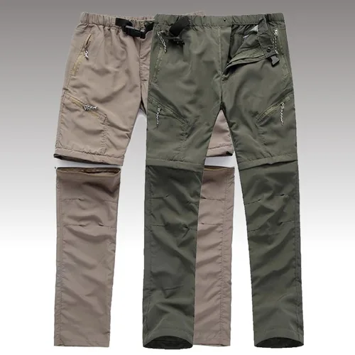 Imagen 1 del producto Pantalones Cargo de secado rápido desmontables de verano para hombre, pantalones largos impermeables con bolsillos multifunción activos, pantalones casuales para exteriores