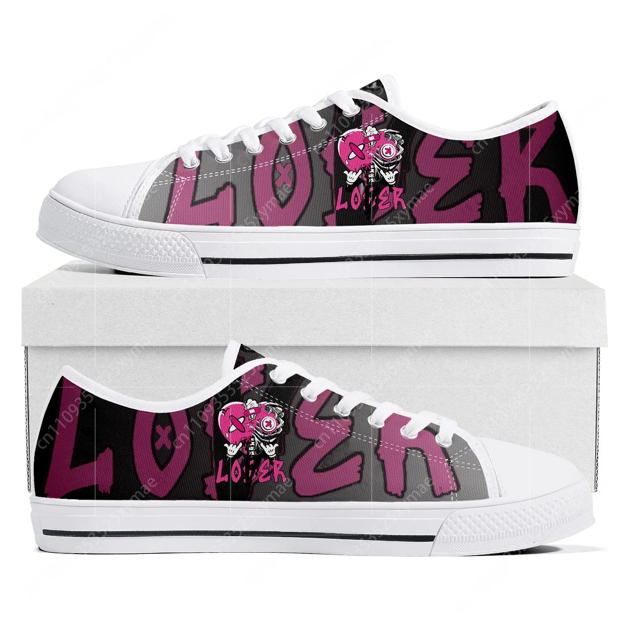 

Pink Loser Lover Pink Drip Heart Low Top Sneakers Womens Mens Teenager High Quality Shoes Tailor-Made Canvas Sneaker Couple Shoe