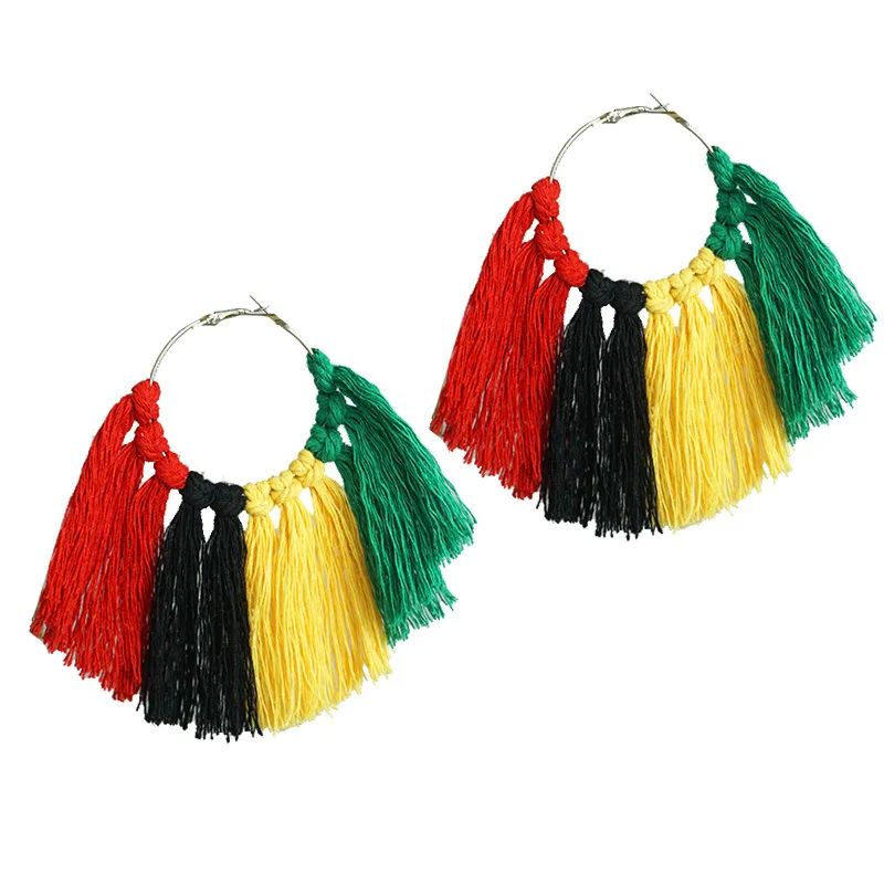 New June Festival Black Liberation Day Earrings African Exaggerate Earrings with Multi Material Festival Atmosphere Earring Gift