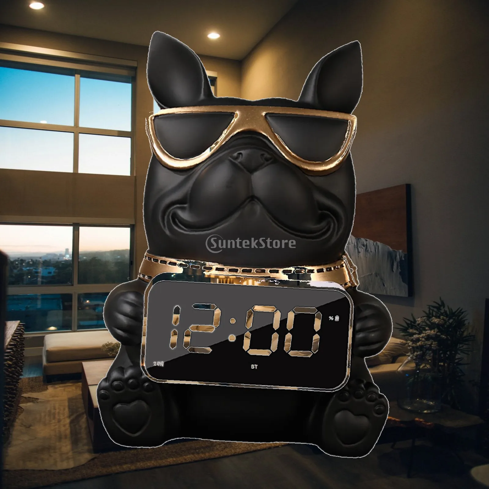 Digital Alarm Clock Desk Speaker Home Dining Table Bulldog Tissue Box Cover