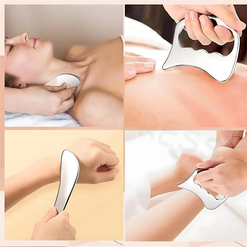 Stainless Steel Gua Sha Massage Tool Smooth Edge Scraping Massager for Full Body Muscle Tension Relief Home Spa Use