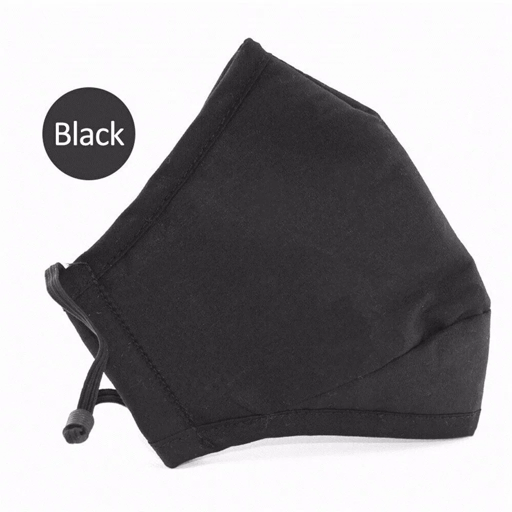 Maschera bocca nera in cotone filtro a carbone attivo antivento PM2.5 filtro maschera in cotone per adulti antiappannamento e polvere