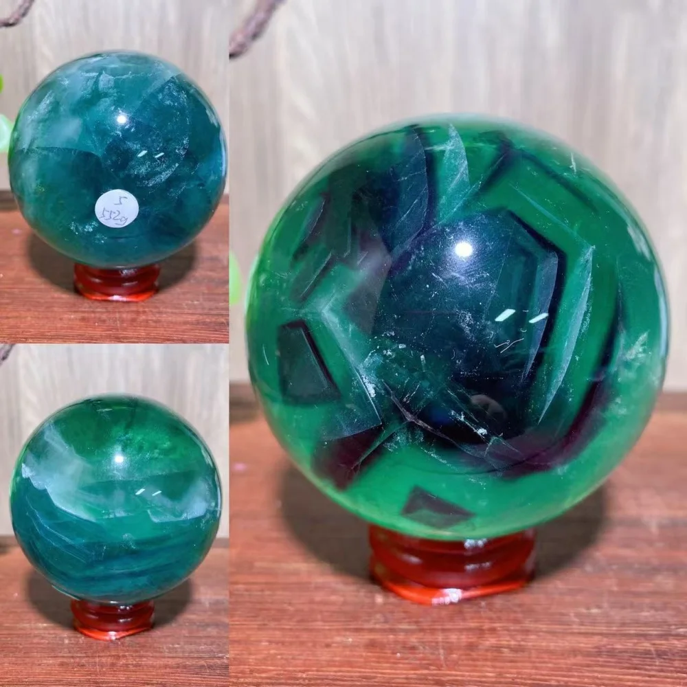 1PC Natural Blue Green Purple Rainbow Fluorite Sphere Stone Magical Healing Crystal Reiki Energy Home Decor Ornaments Gifts
