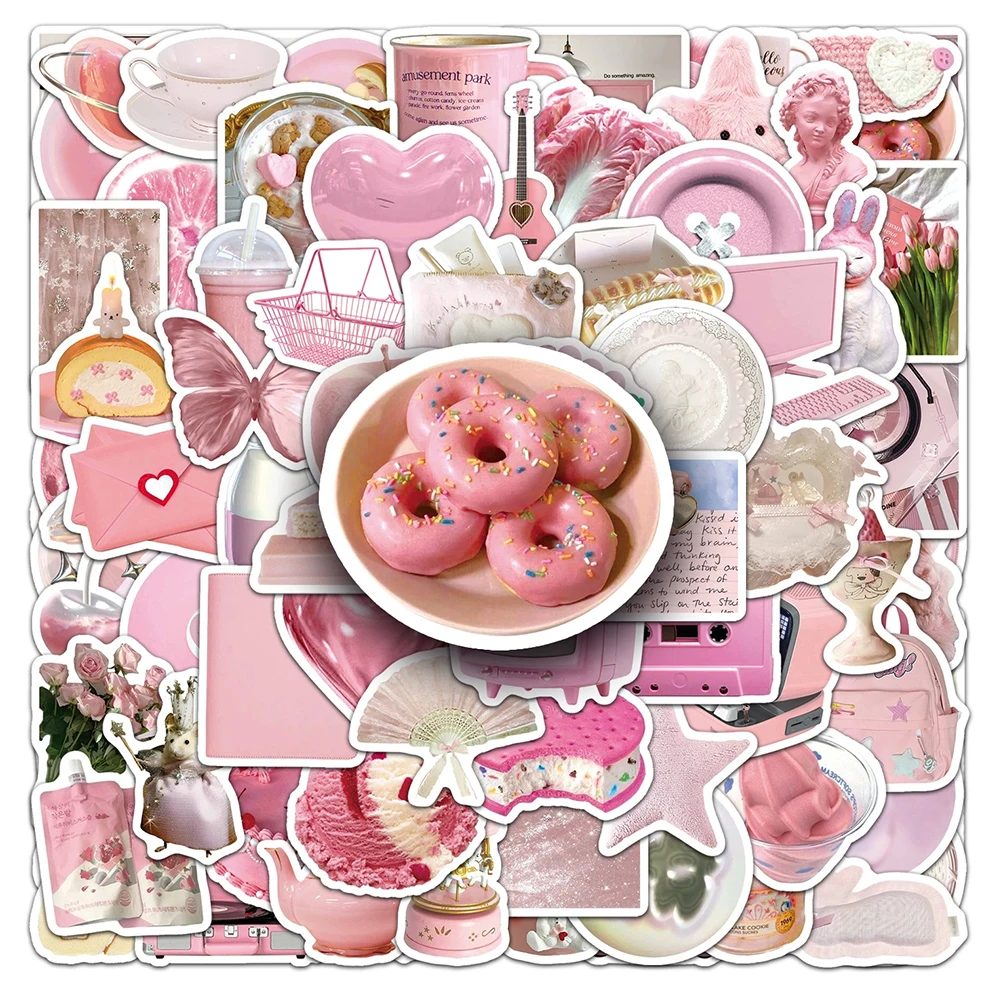 

10/30/50/100pcs Pink INS Style Cartoon Graffiti Stickers Aesthetic Decals for Motorcycle Suitcase Laptop Cute Girl Gift Sticker