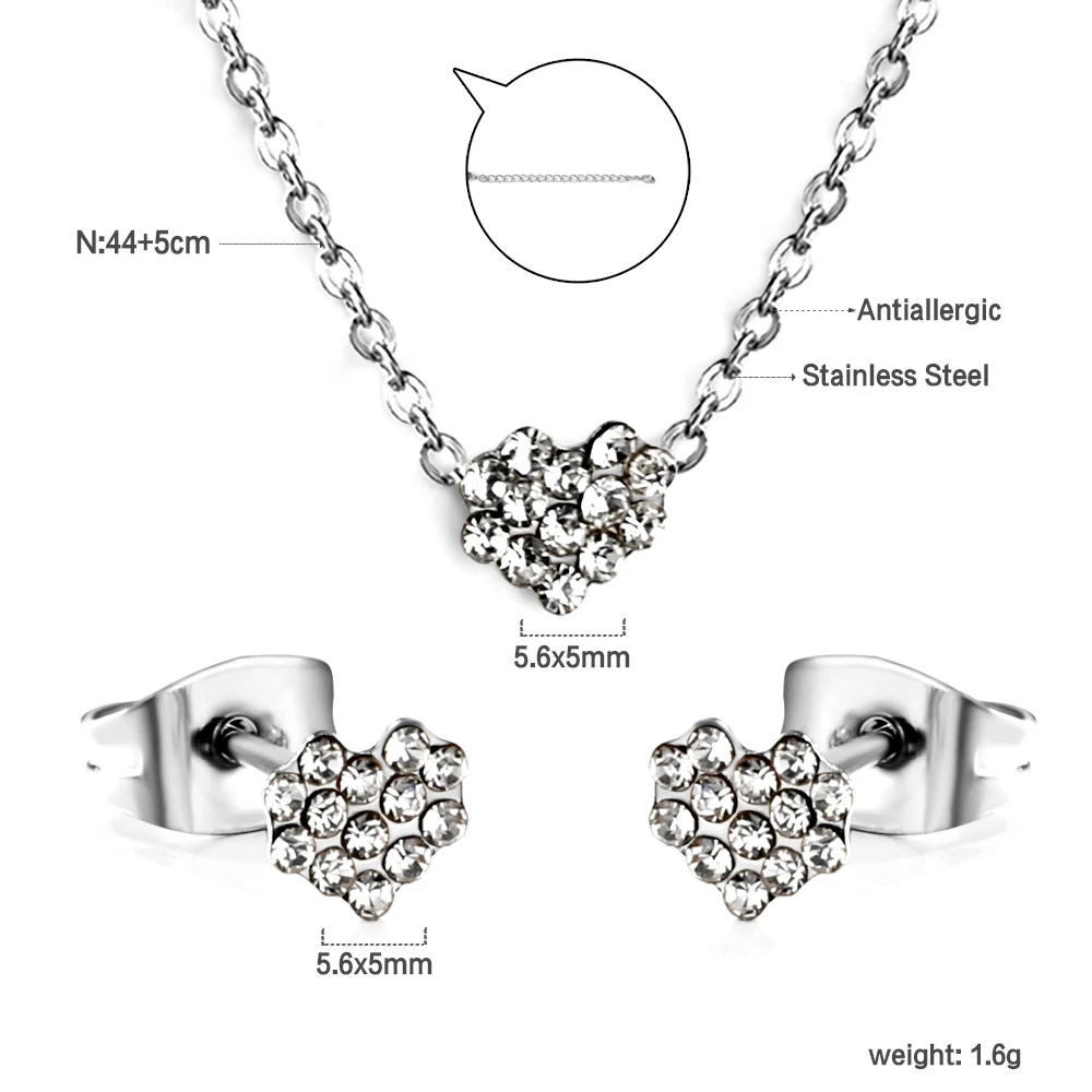 Women's Silver Color Cubic Zirconia Pendants Earring Jewelry Set