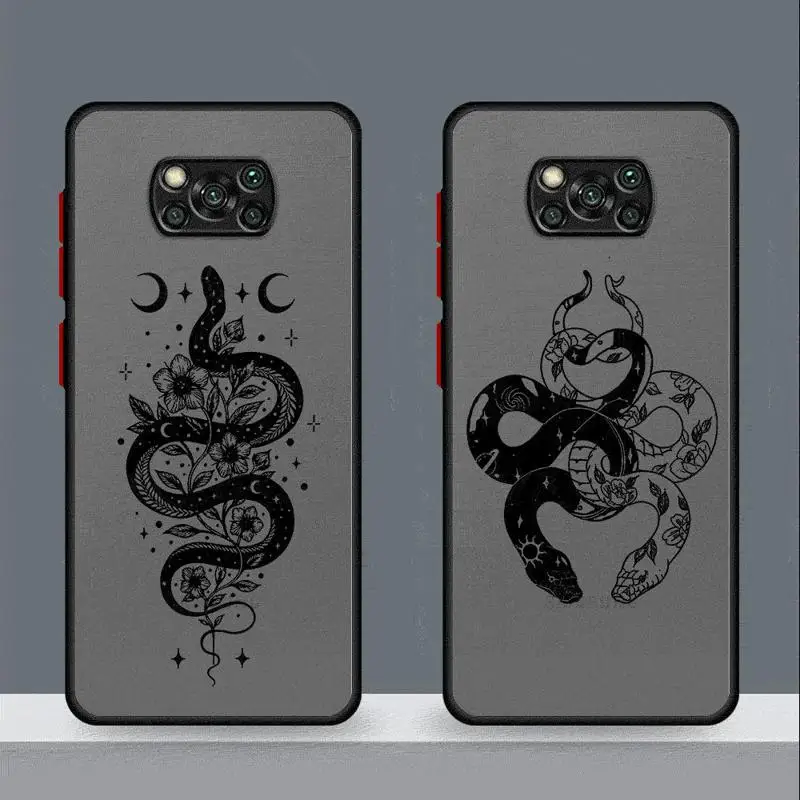 Snake Graphic Phone Case for Xiaomi Poco X3 Pro M3 M5 M5s X3 NFC X4 GT X5 Pro C40 F3 C50 C51 Shockproof Matte Cover fundas