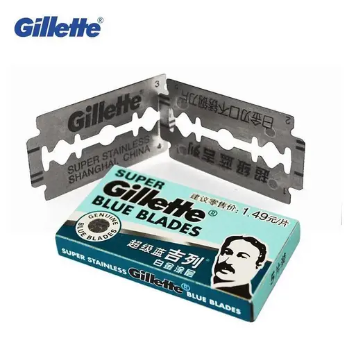 Imagen 2 del producto Cuchillas de afeitar Gillette Super Blue, cadenas de afeitado ultrafinas de doble filo, cabezales de afeitadora de repuesto, recambios, 5/10/50/100 Uds.