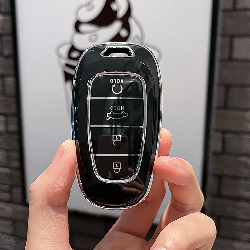 ICAR TPU for Hyundai Tucson Solaris Sonata Hybrid NEXO NX4 Santafe Dn8 4 Buttons 2020 2021 2022 Car Key Case Cover Accessories