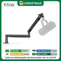 FIFINE Adjustable Low-profile Arm Microphone Stand with Cable Managment/Desk Mount, Suspension Boom for K688 Ampligame AM8-BM88