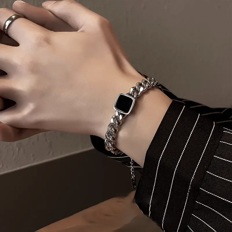 Stylish Men's Chain Bracelet,Hip Hop Stainless Steel Cuban Chain Wristband,Jewelry Gift for Father Son Husband BBF