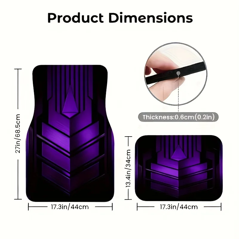 4pcs Creative Black And Purple Mecha Geometric Pattern Mats, Easy-to-Clean Trendy Floor Mats For Cars, Trucks, And SUVs - Per