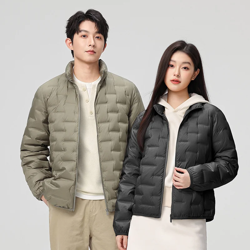 

Autumn Winter Unisex Short Down Jacket Stand Collar Lightweight 90% Down Fill Outdoor Sports Casual Thickened Warm Coat