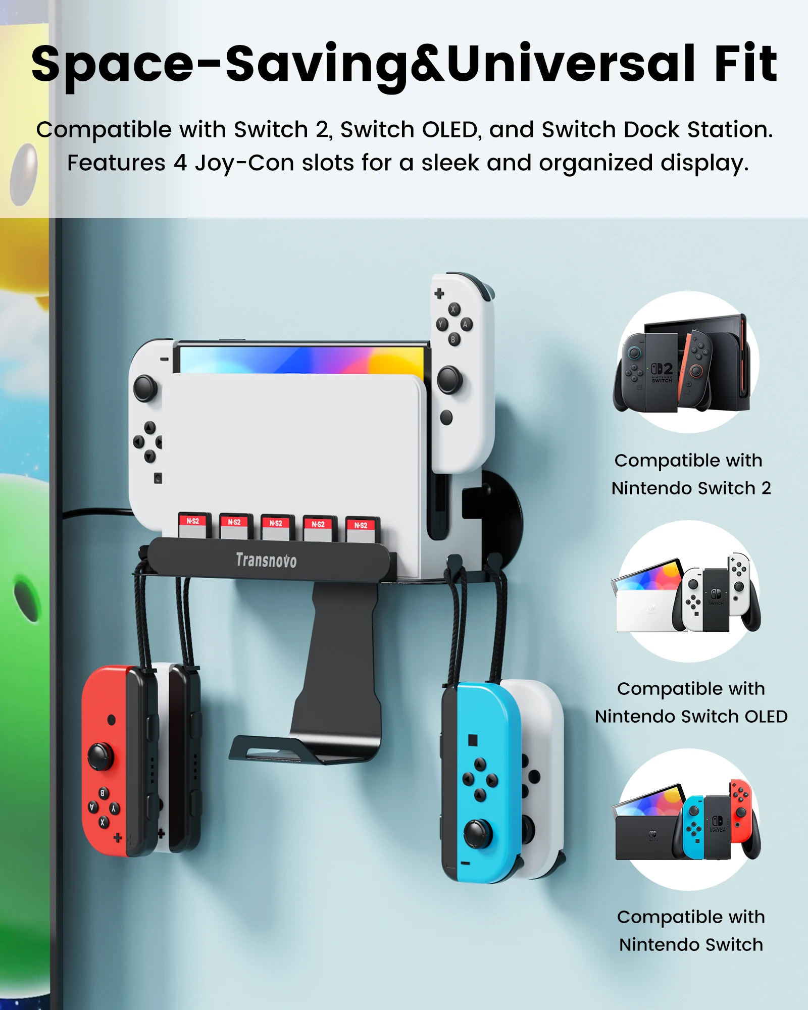 Настенная подвесная подставка для Swicth 2/OLED/LITE Защитите металлическую подставку Nintendo NS2 с держателем Joycon для геймпада