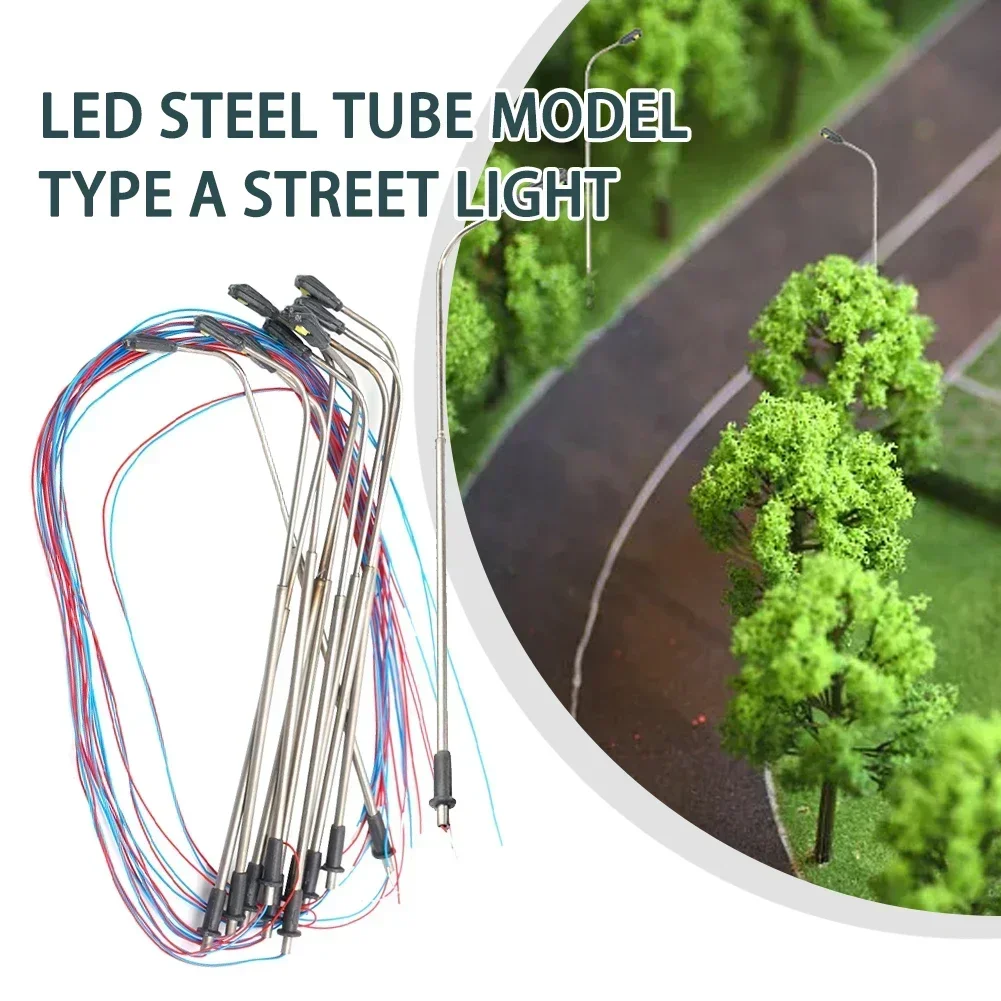 10pcs 1:150 Model Railway Train Lamp Post Street Advertising Lights 3V LED DIY Lamppost Layout Diorama Sand Table Landscape