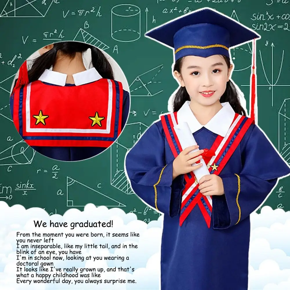 2 Buah/Set Gaun Wisuda Anak-anak TK Wisuda Kehormatan dengan Topi Rumbai Gaun Wisuda TK Jubah Wisuda