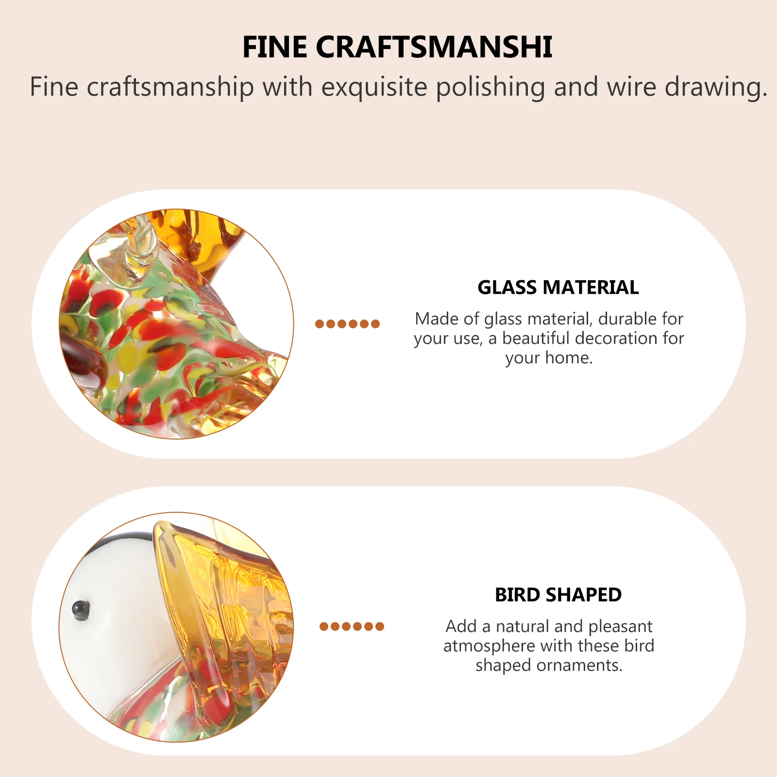 

2Pcs Crystal Hummingbird Decor Handcrafted Glass Bird Shape Decoration for Desk Shelf Window Hanging Flying Bird Ornament