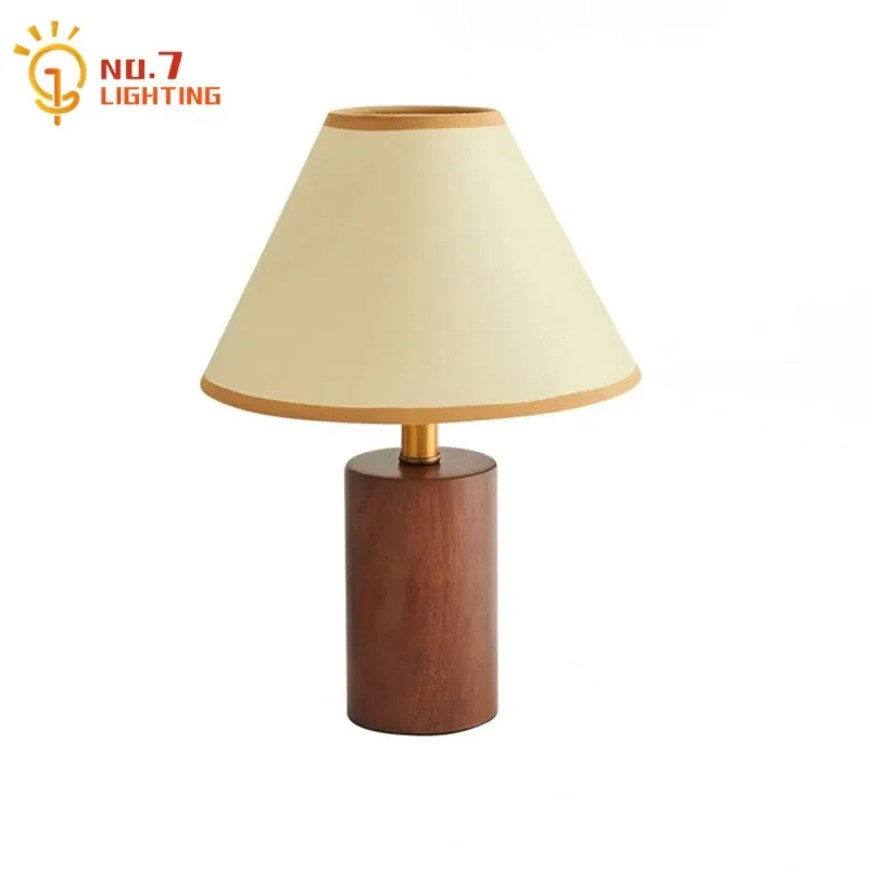 

Korean Design Atmosphere Vintage Solid Wood Base Desk Lights LED E27 Home Decor Living Room Homestay Bedroom Bedside Sofas Cafe