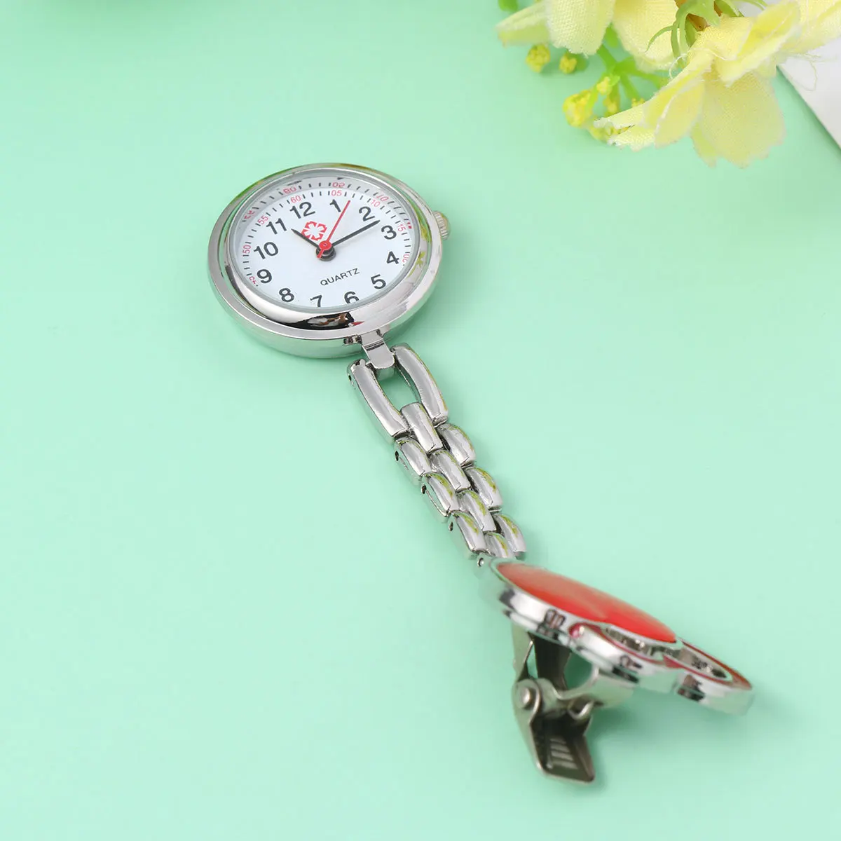 

Nurse Pocket Watch Heart Shaped Red Waterproof Fashion Hanging Watch For Women Decorative Timepiece Jewelry Gift