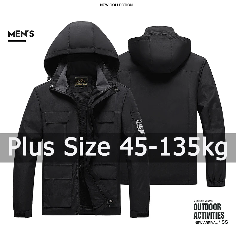 

Camping Hiking Jacket Men Plus Size 7XL 8XL Autumn Outdoor Sports Coats Climbing Trekking Windbreaker Travel Waterproof Jackets