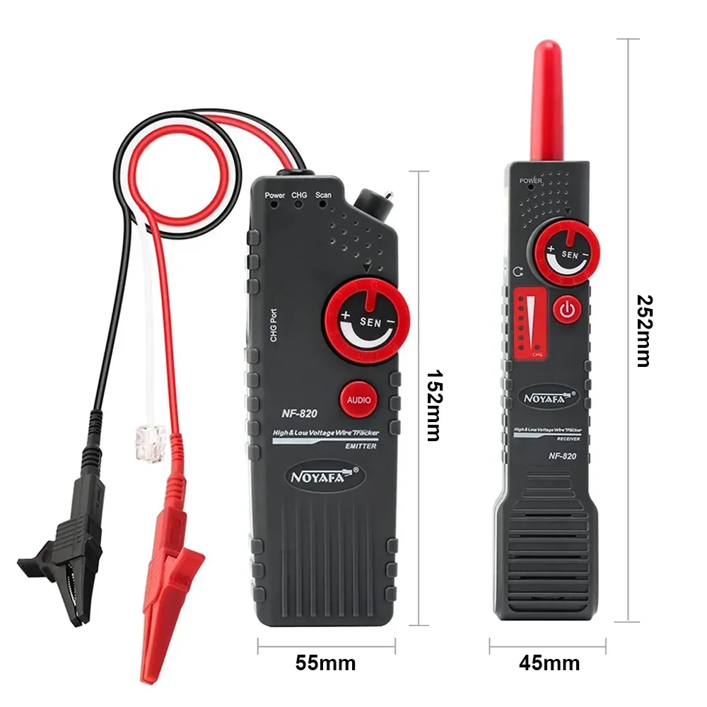 NOYAFA NF-820 Underground Cable Locator Wire Tracker Network Tester High & Low Voltage Cable Wire Locator with Alligator Clip