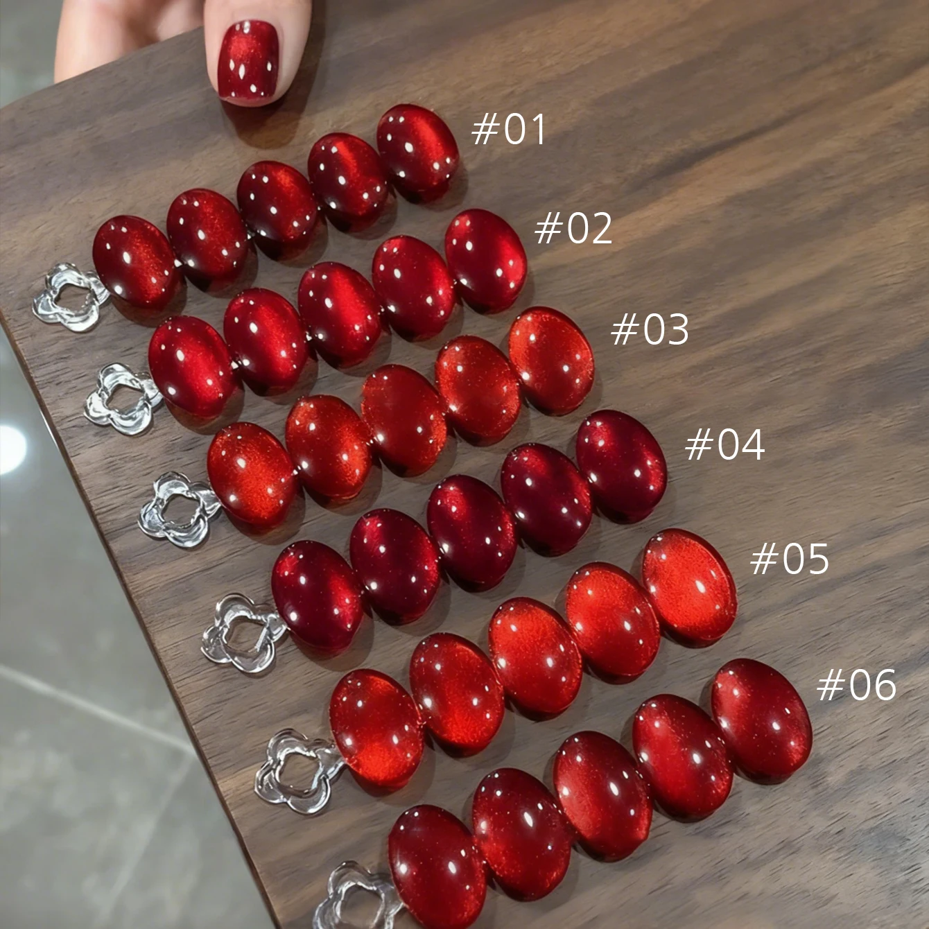 

10ML 1-8PCS Red Cat Eye Nail Polish Red Nails 2026 New Cherry Wine Deep Red Glass Bead Magnet Cat Eye Spear Crystal Gel