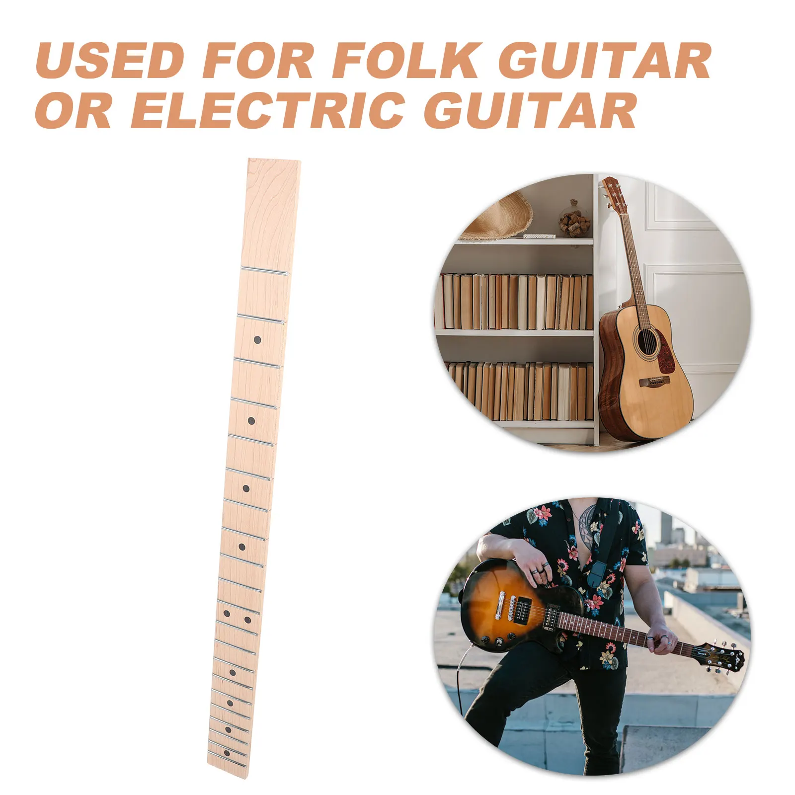 

Guitar Neck Replacement 21 Frets Wooden Fingerboard for Folk Acoustic Guitar Accessories Headless Neck