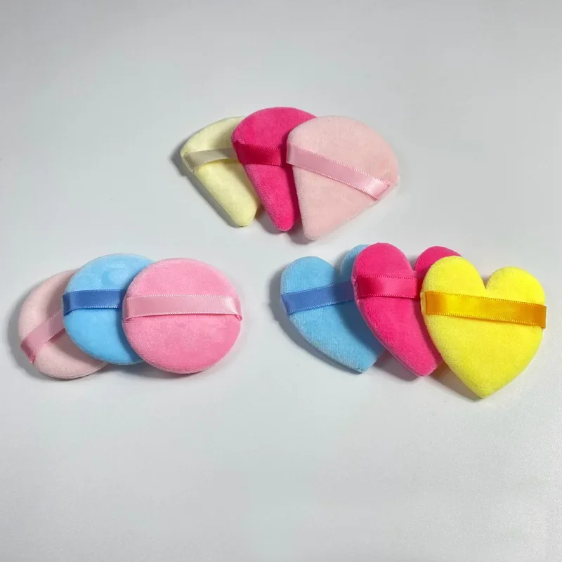 Heart or Round Shaped Mini Powder Puff Soft Cotton Face Cosmetic Puff Face Make Up Sponge Velvet Make Up Puff Tools Washable