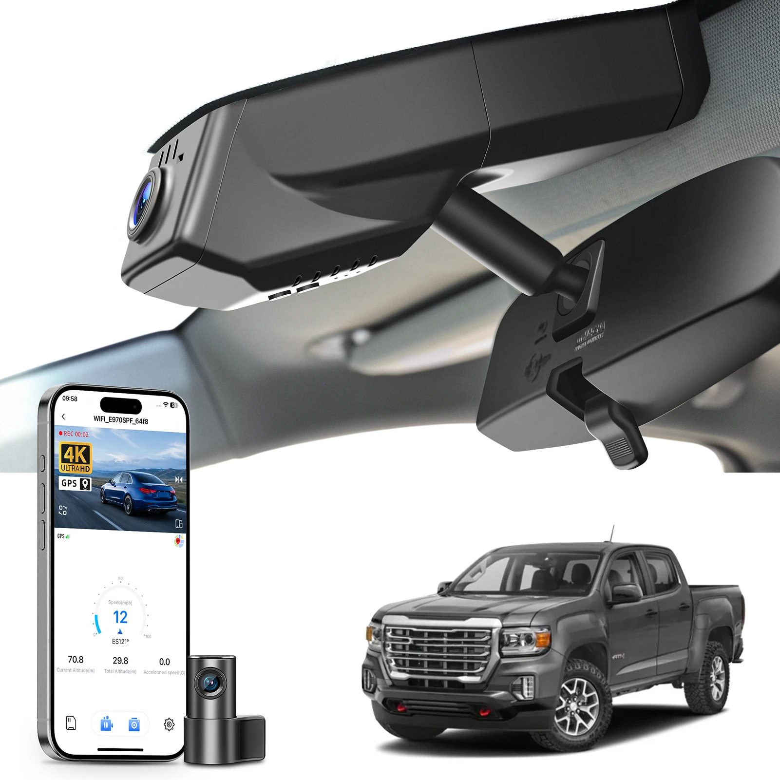 Mangoal Dedicated Dash Cam 4K For GMC Canyon Dash Car Camera 2015-2026 HD Night Vision GPS WiFi & APP Plug and Play DashCam