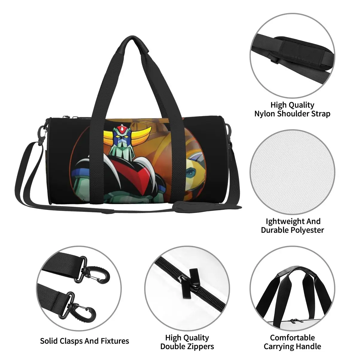 Goldoraks Gym Bag Anime Ufo Robot Grendizers Swimming Sports Bags Male Female Design with Shoes Cute Fitness Bag Oxford Handbags