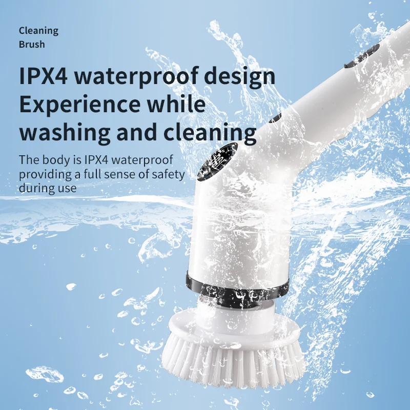 غسيل دوار كهربائي 9 رؤوس فرشاة بديلة، 3 أحجام قابلة للتعديل، بطارية 8000 مللي أمبير في الساعة، سرعات مزدوجة، تصميم محمول USB خفيف الوزن