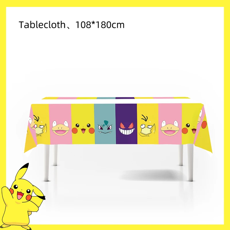 Pokemon Verjaardagsfeestje Decoratie Pikachu Wegwerp Servies Cup Servet Plaat Tafelkleed Baby Douche Cake Topper Vlag Ballonnen