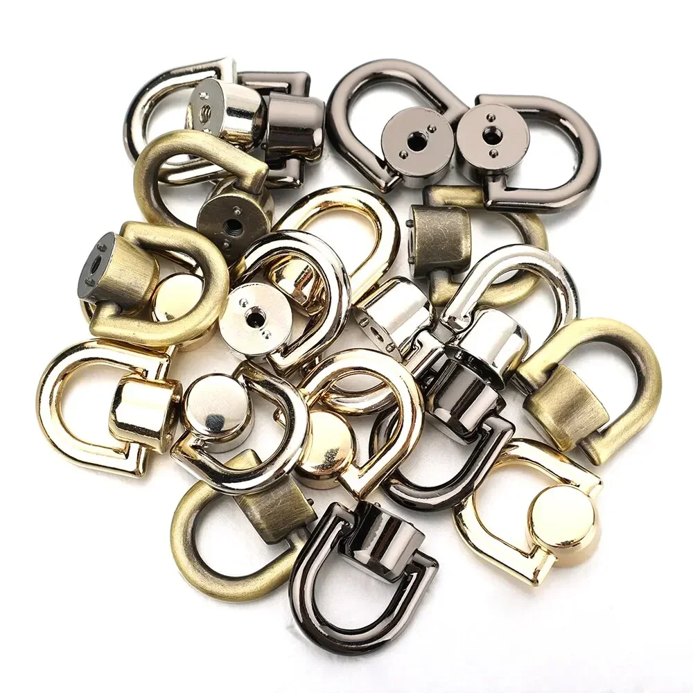 5Pcs 10mm D Ring Bag Handles Chain Hook Bag Side Clip Screw Nail Rivet Handbag Strap Connector Clasp Buckle DIY Craft