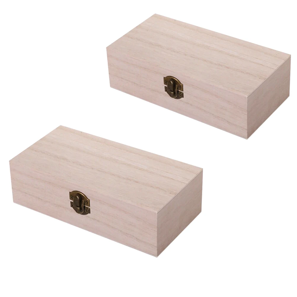 

2PCS Solid Storage Box Retro Style Durable Long-lasting Retro Storage Box Home Bedroom Decorative Wooden Boxes