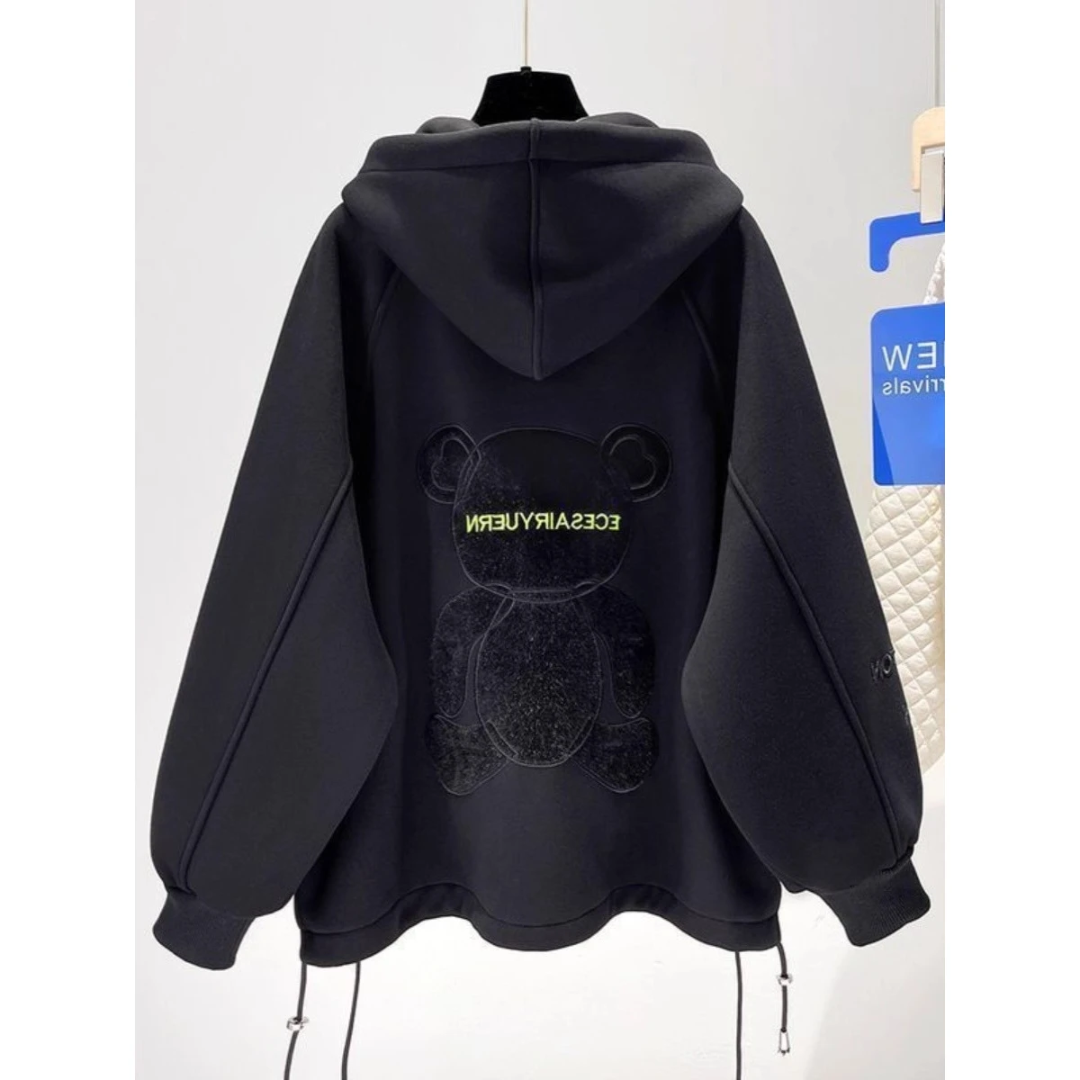 

plus Size 300 Pounds Hoodie Thickened Pure Color Men Women Autumn Winter Slimming Couple Open Cardigan Outerwear Casual Style