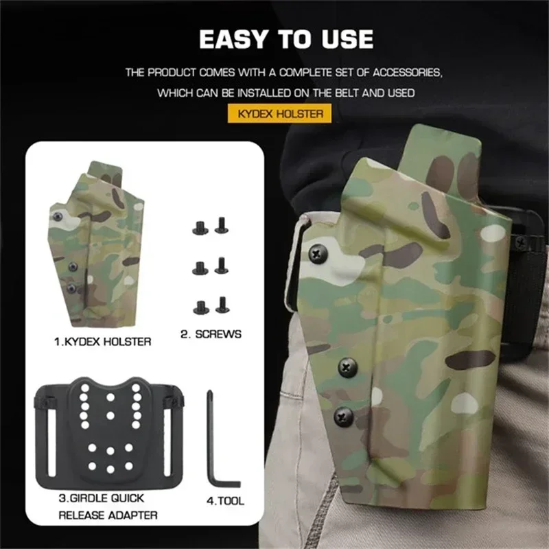 ERQYGRA-Tactical Lightweight Kydex Holster, Equipamento Desportivo Portátil, Acessórios do Sistema TTA, Cintura de Cintura, Outdoor CS Tiro