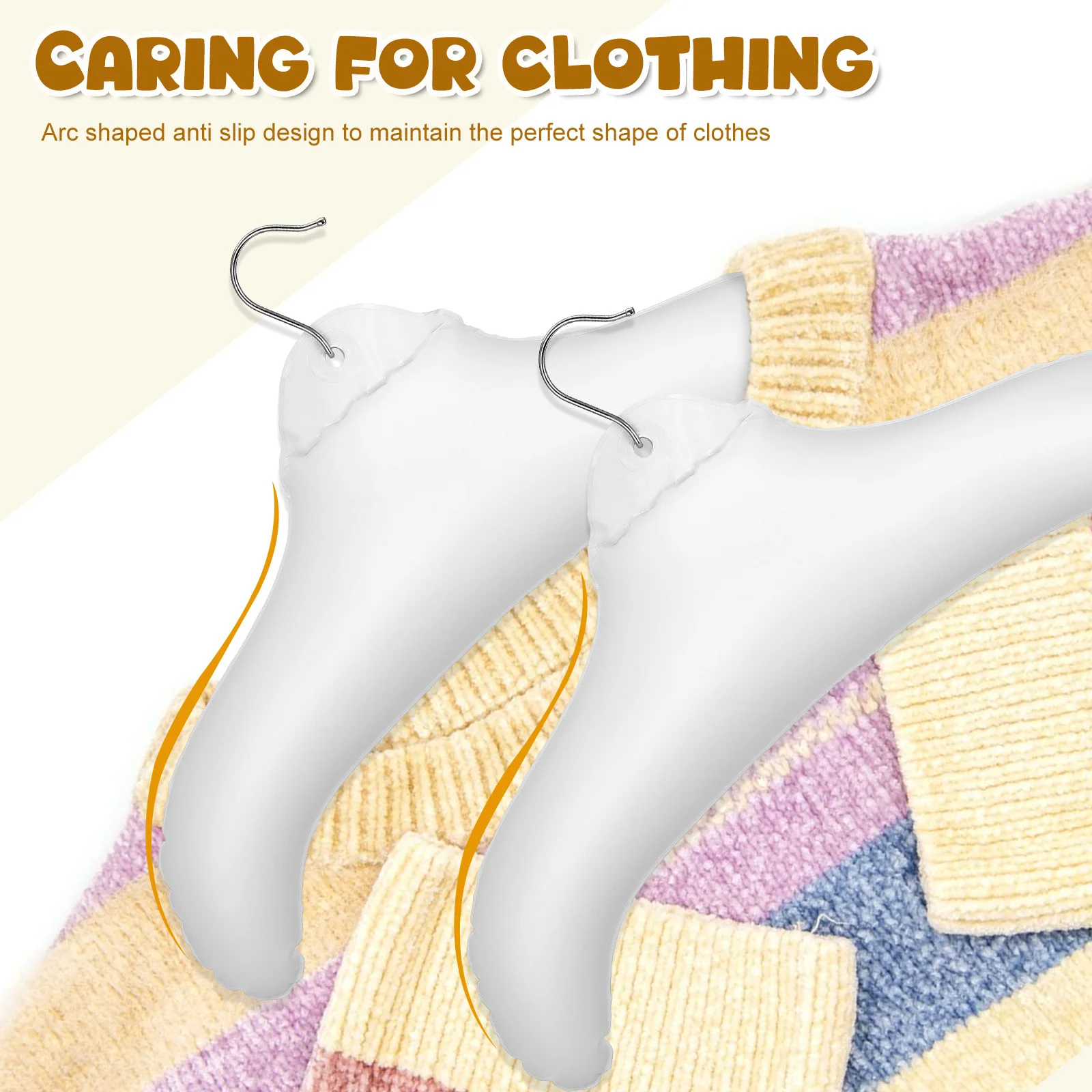 5個の旅行用インフレータブルハンガー 折りたたみ式ポータブルハンガー 滑り止めグリップ付き 複数の衣類に対応 旅行に便利な収納